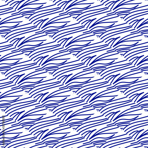 Abstract seamless vector ornamental pattern for fabric in indigo color.