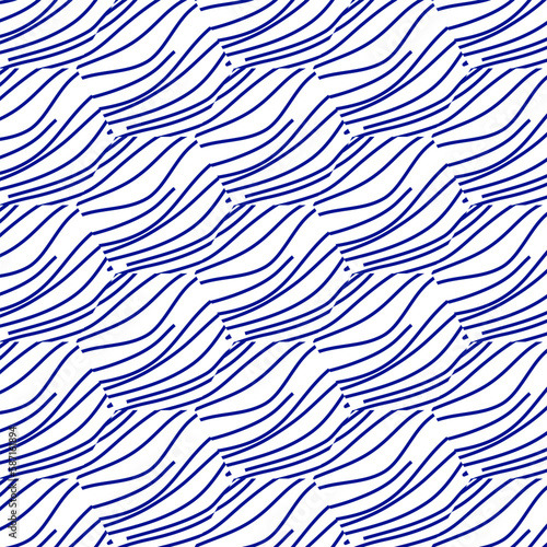 Abstract seamless vector ornamental pattern for fabric in indigo color.