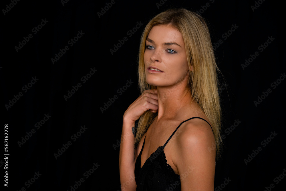 Model Meranda in studio in studio posing