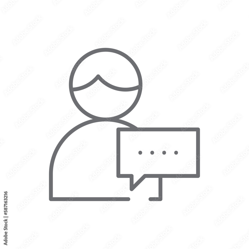 Chat Business icon with black outline style. communication, message, speech, bubble, social, discussion, speak. Vector illustration