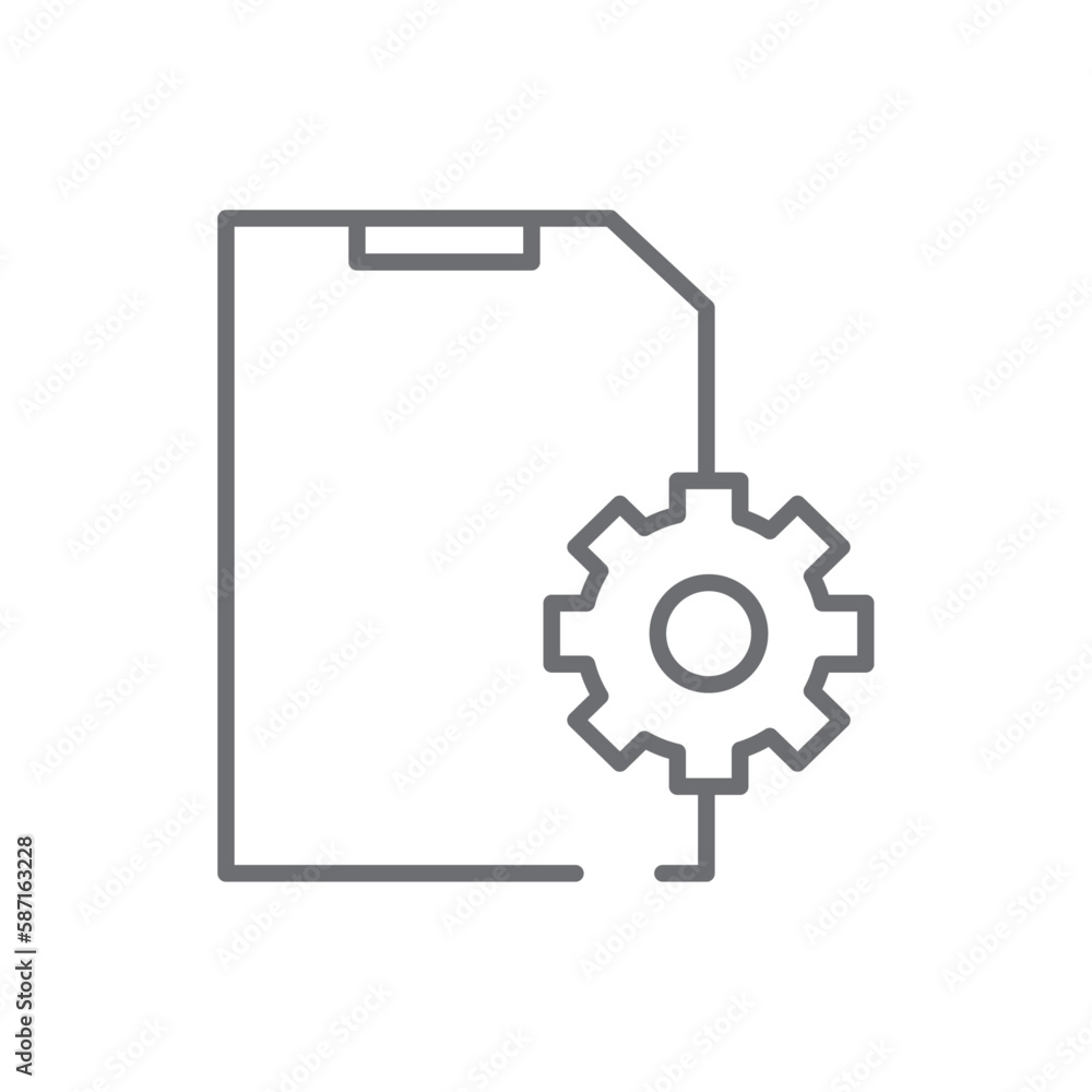 Document Setting Business icon with black outline style. gear, data, service, check, message, list, application. Vector illustration Document Setting Business icon with black outline style. gear, data, service, check, message, list, application. Vector illustration