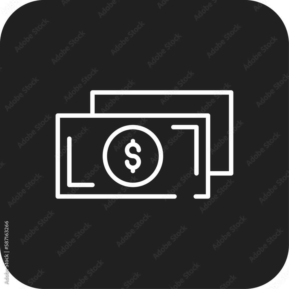 Money Business icon with black filled line style. cash, payment, finance, dollar, coin, investment, pay. Vector illustration