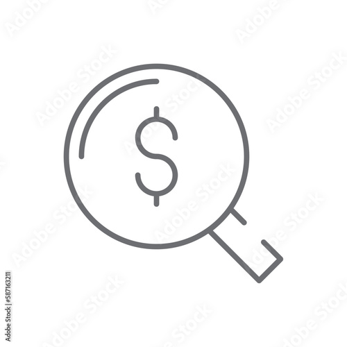 Money seeker Business icon with black outline style. job, job seeker, seeker, search, interview, financial, find. Vector illustration