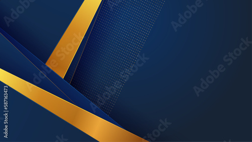 Abstract gold circles lines overlapping on dark blue background. You can use for ad, poster, template, business presentation. Vector illustration