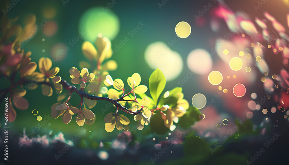 beautiful Spring background with bokeh 3d rendering. Generative AI beautiful Spring background with bokeh 3d rendering. Generative AI