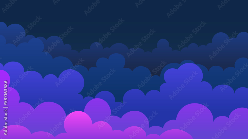 Sky and Clouds Background. Stylish design with a flat poster, flyers, postcards, web banners. Cartoon simple design style. Isolated Object. Wide size. Vector illustration. Sky and Clouds Background. Stylish design with a flat poster, flyers, postcards, web banners. Cartoon simple design style. Isolated Object. Wide size. Vector illustration.
