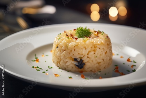 Risotto served on a plate AI Generative