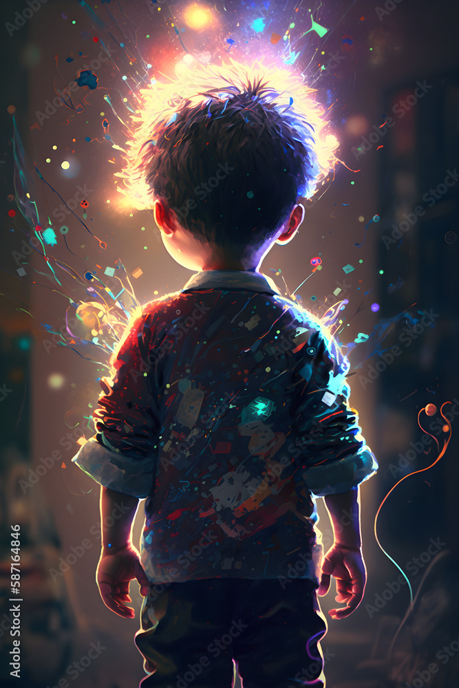 Obraz premium _Credible_boy_child_illustration_focus_care__ _