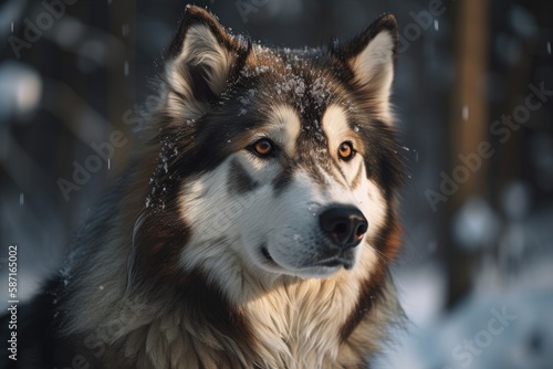 Canine winter malamute. Generative AI