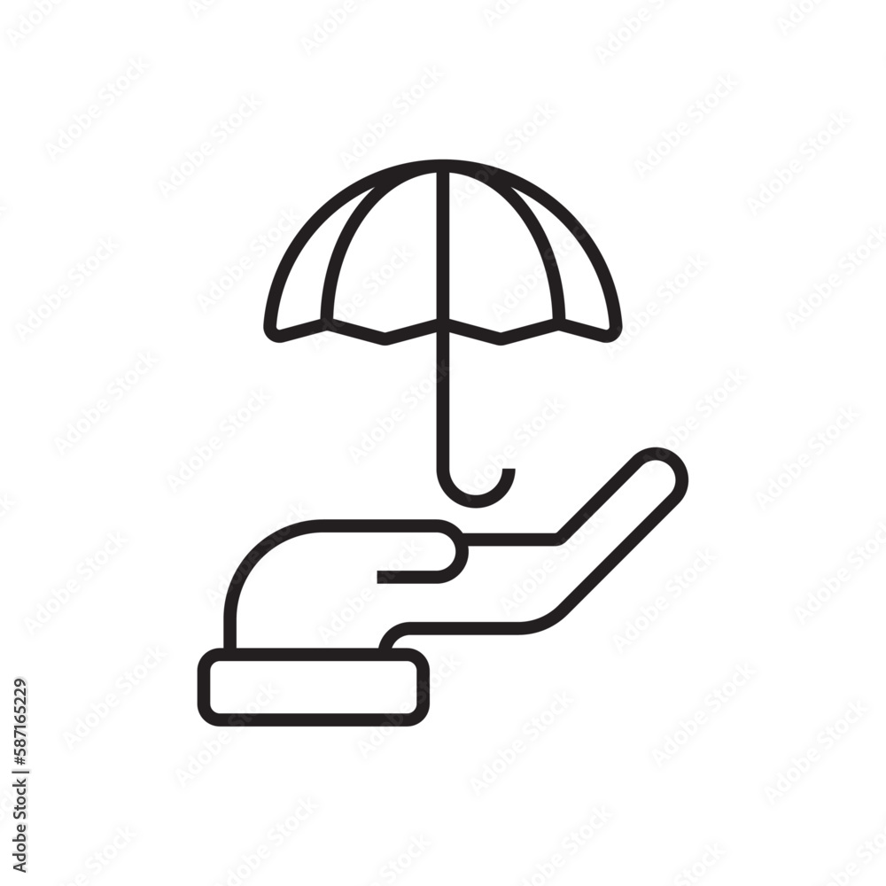 Insurance Business icon with black outline style. health, protection, care, safety, service, umbrella, secure. Vector illustration