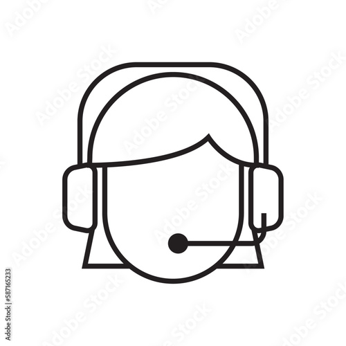 Customer service Business icon with black outline style. center, online, communication, information, assistant, telemarketing, info. Vector illustration