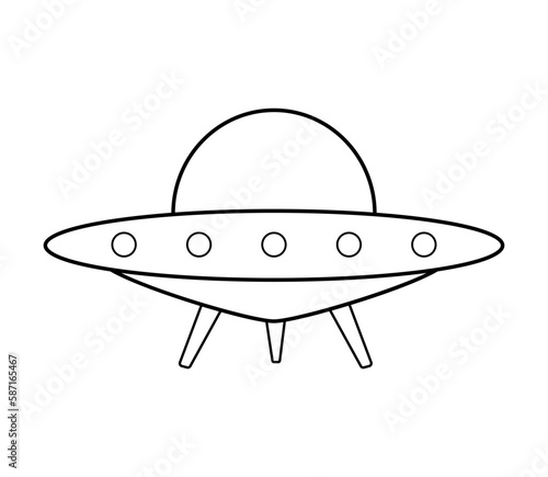 Ufo Outline Icon. Vector line childish Illustration isolated on white.