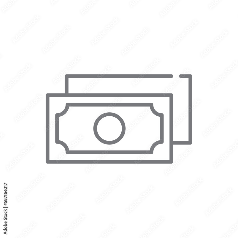 Money Business icon with black outline style. cash, payment, finance, dollar, coin, investment, pay. Vector illustration