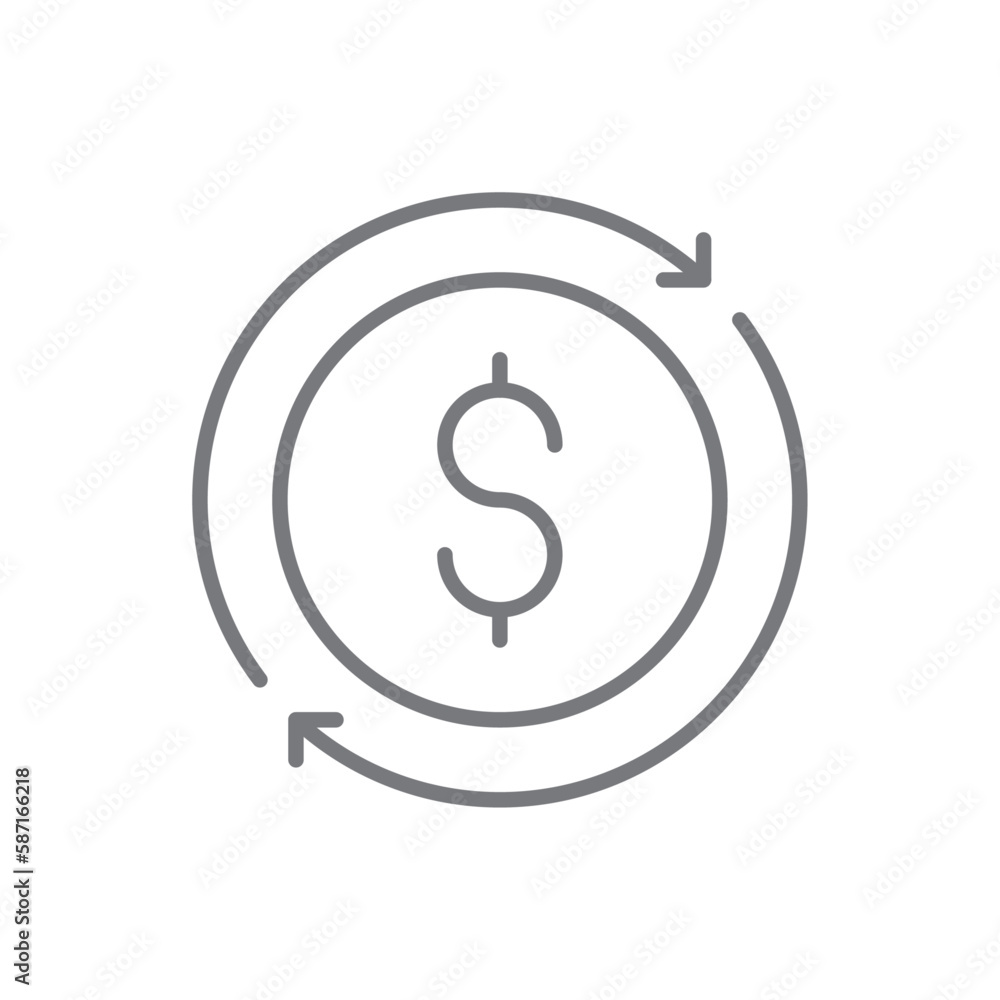 Money circulation Business icon with black outline style. money, finance, dollar, investment, payment, banking, deposit. Vector illustration Money circulation Business icon with black outline style. money, finance, dollar, investment, payment, banking, deposit. Vector illustration