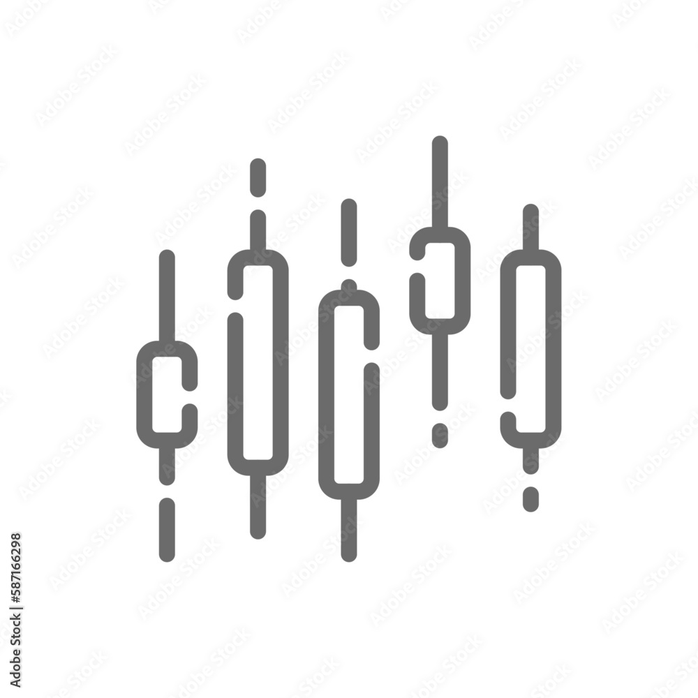 Candlestick Business icon with black outline style. finance, chart, diagram, growth, report, stock, investment. Vector illustration Candlestick Business icon with black outline style. finance, chart, diagram, growth, report, stock, investment. Vector illustration