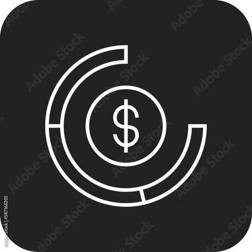 Investment Business icon with black filled line style. money, finance, currency, payment, dollar, growth, management. Vector illustration