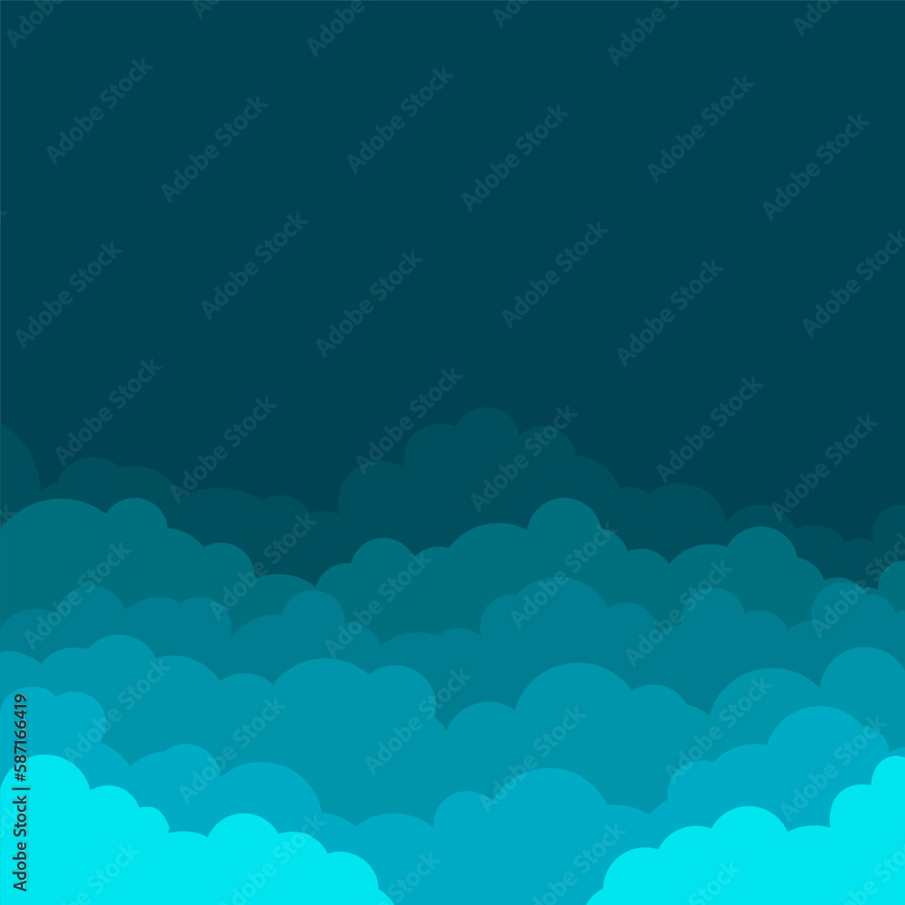 Sky and Clouds, Beautiful Background. Stylish design with a flat, cartoon poster, flyers, postcards, web banners. holiday mood, airy atmosphere. Isolated Object. Design Material. Vector illustration.	