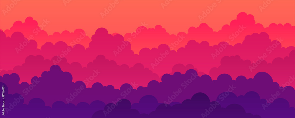 Sky and Clouds, Beautiful Background. Stylish design with a flat, cartoon poster, flyers, postcards, web banners. holiday mood, airy atmosphere. Isolated Object. Design Material. Vector illustration.