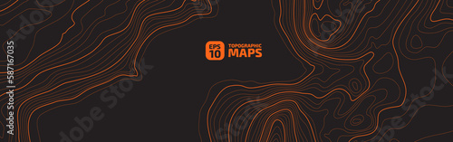 Valokuva The stylized height of the topographic map contour in lines and contours