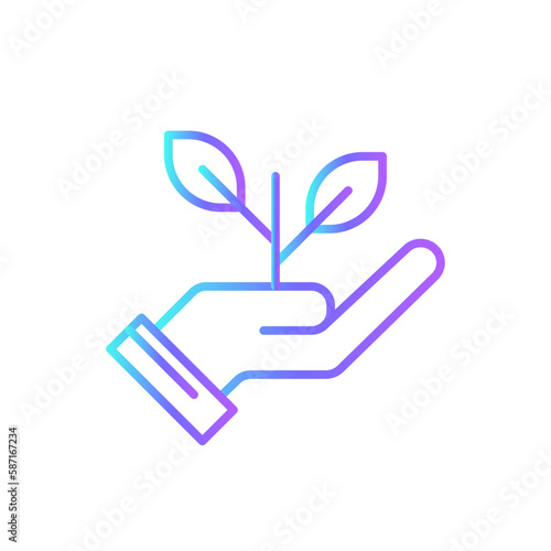 Plant buds Eco friendly icon with blue duotone style. leaf, plant, growth, seed, garden, organic, environment. Vector illustration