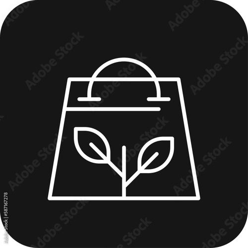 Organic bag Eco friendly icon with black filled line style. package, environment, plastic, ecology, trash, waste, green. Vector illustration