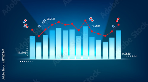 graph display vector Internet investment graph with modern technology stock investment illustration