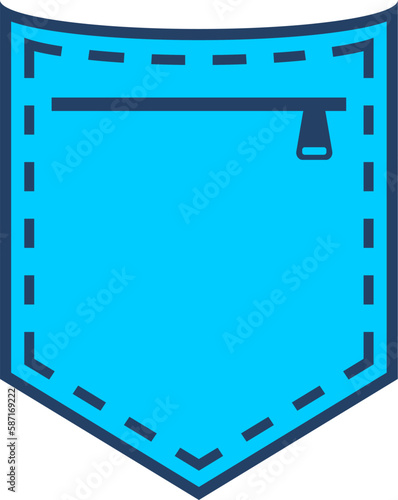 Blue cloth pocket with zipper