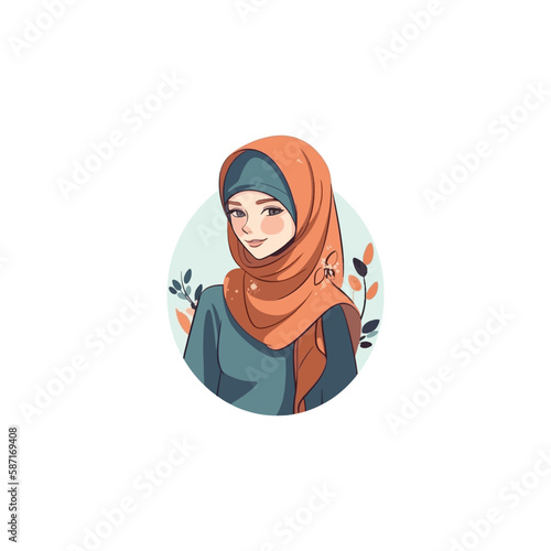 beautiful islamic woman wearing hijab, fashion logo vector