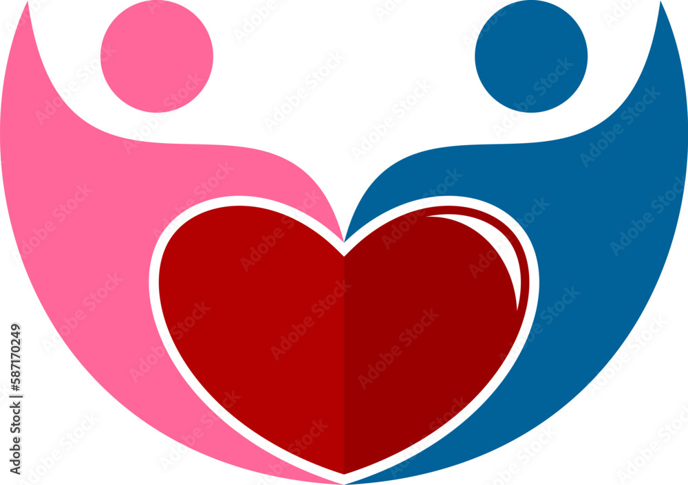 Two people with heart shape inside Two people with heart shape inside
