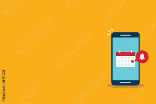 Calendar deadline or event reminder notification on mobile phone