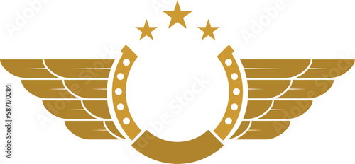 Golden horseshoe with wing and star