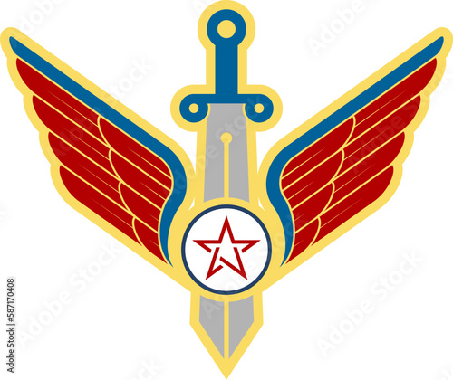 Wings with sword and star