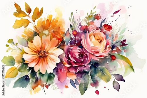 colorful bouquet of flowers arranged on a table. Generative AI