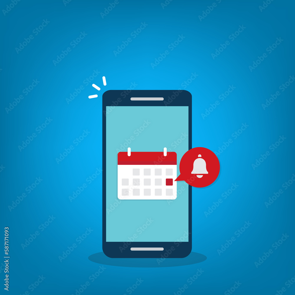 Calendar deadline or event reminder notification on mobile phone Calendar deadline or event reminder notification on mobile phone