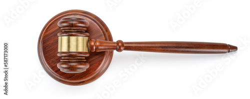 Canvas Print Judge's gavel hammer for adjudication isolated on white background
