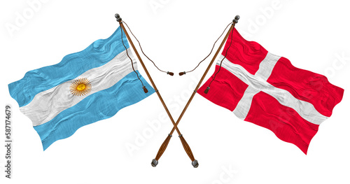 National flag of Denmark and Argentina. Background for designers