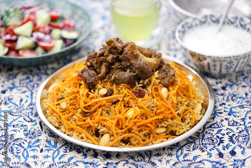 kabuli pulao (luxurious pilaf), Afghan national dish    photo
