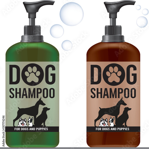 Design a shampoo bottle for dogs. Illustration vector