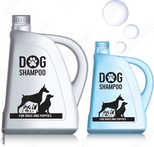 Design a shampoo bottle for dogs. Illustration vector