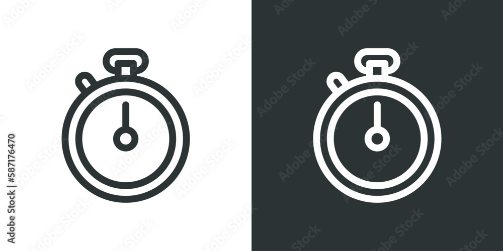 Stopwatch icon on black and white Stopwatch icon on black and white