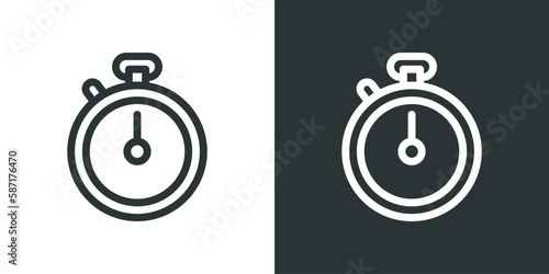 Stopwatch icon on black and white