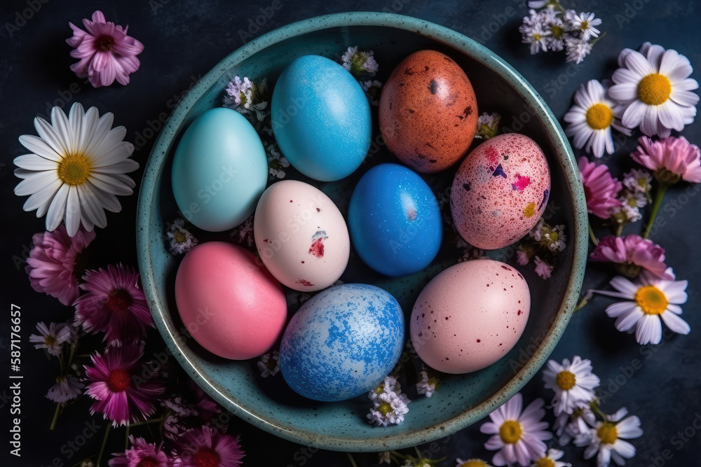 Easter eggs, decoration, basket, nest Easter eggs, decoration, basket, nest
