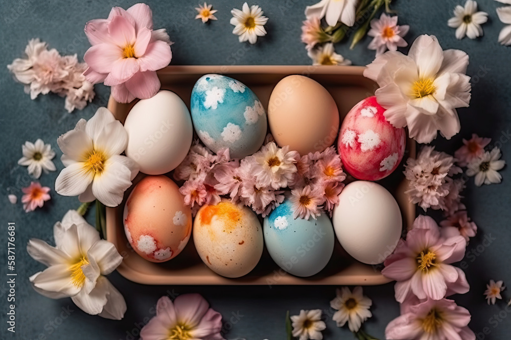 Easter eggs, decoration, basket, nest Easter eggs, decoration, basket, nest