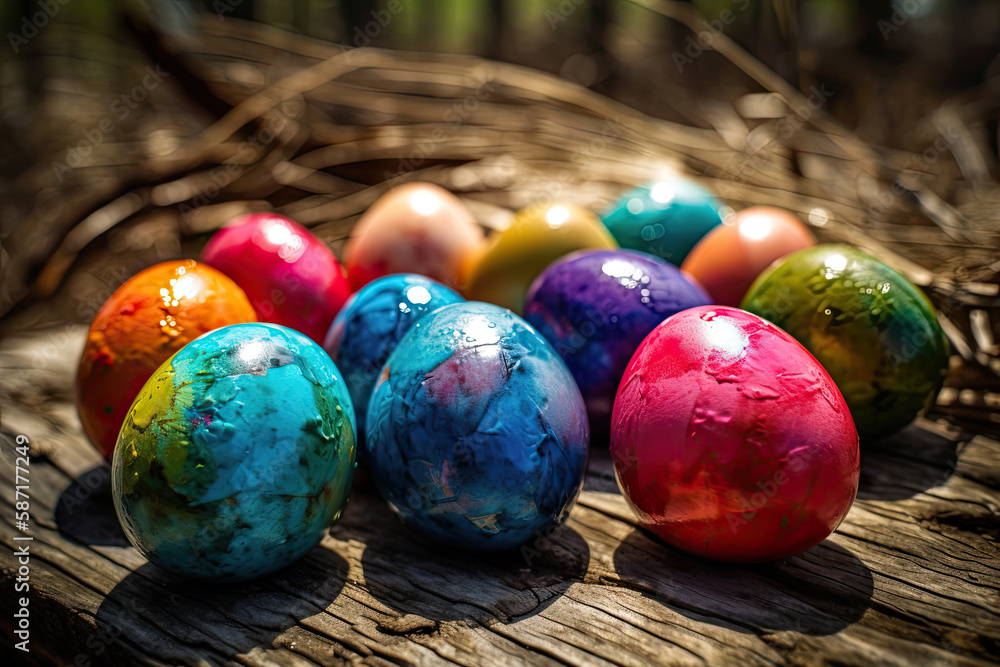 Easter eggs, decoration, basket, nest Easter eggs, decoration, basket, nest