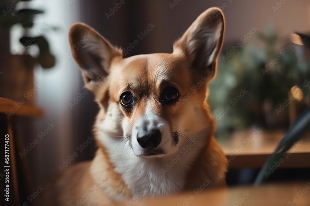 Close up Pet Dog Enjoying Relaxing Time in Living Room