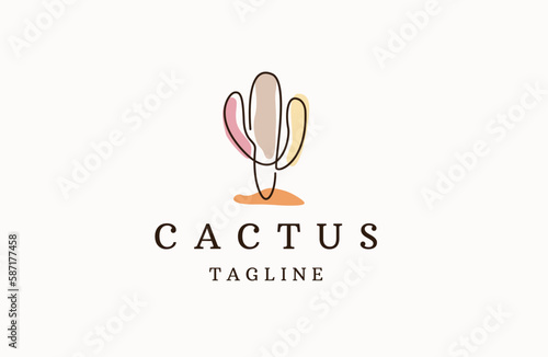 Cactus tree logo icon design template flat vector