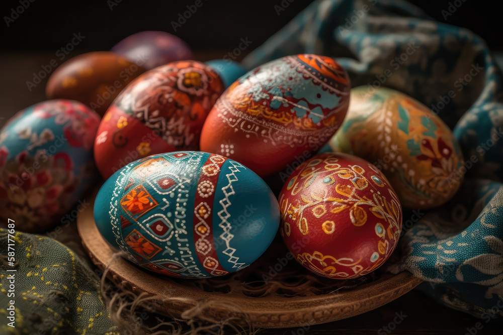 Easter eggs, decoration, basket, nest Easter eggs, decoration, basket, nest