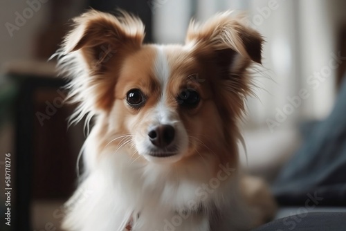 Close up Pet Dog Enjoying Relaxing Time in Living Room