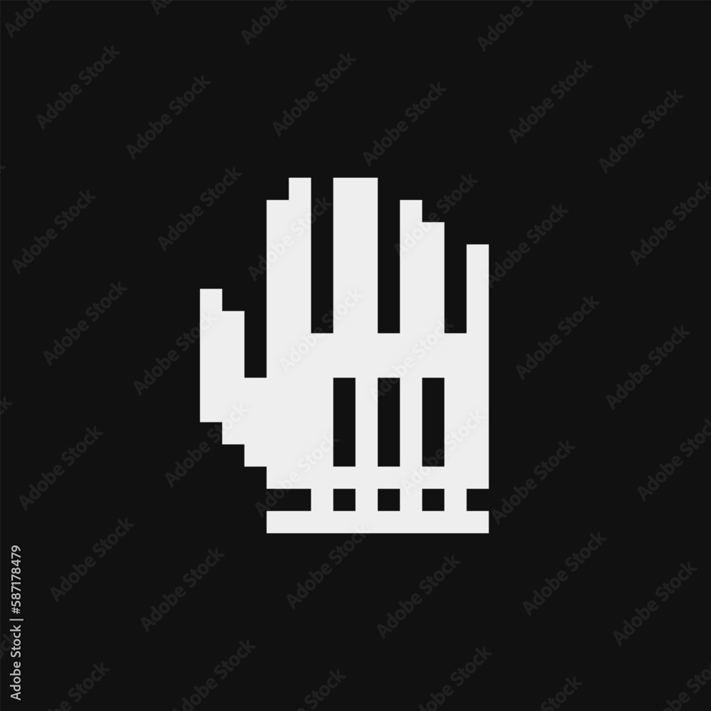 Protective gloves pixel art icon. Medical latex glove. Isolated vector flat illustration. Design for stickers, logo and mobile app. Game assets 8-bit sprite.