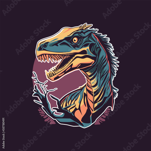 velociraptor illustration for t shirt design